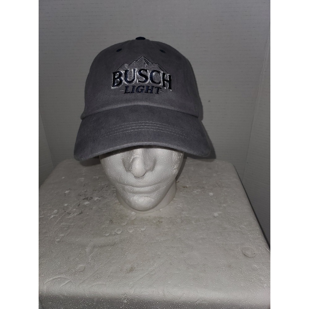 Busch Light Classic Logo Baseball Hat Gray and White Lounge Race Day Outdoors